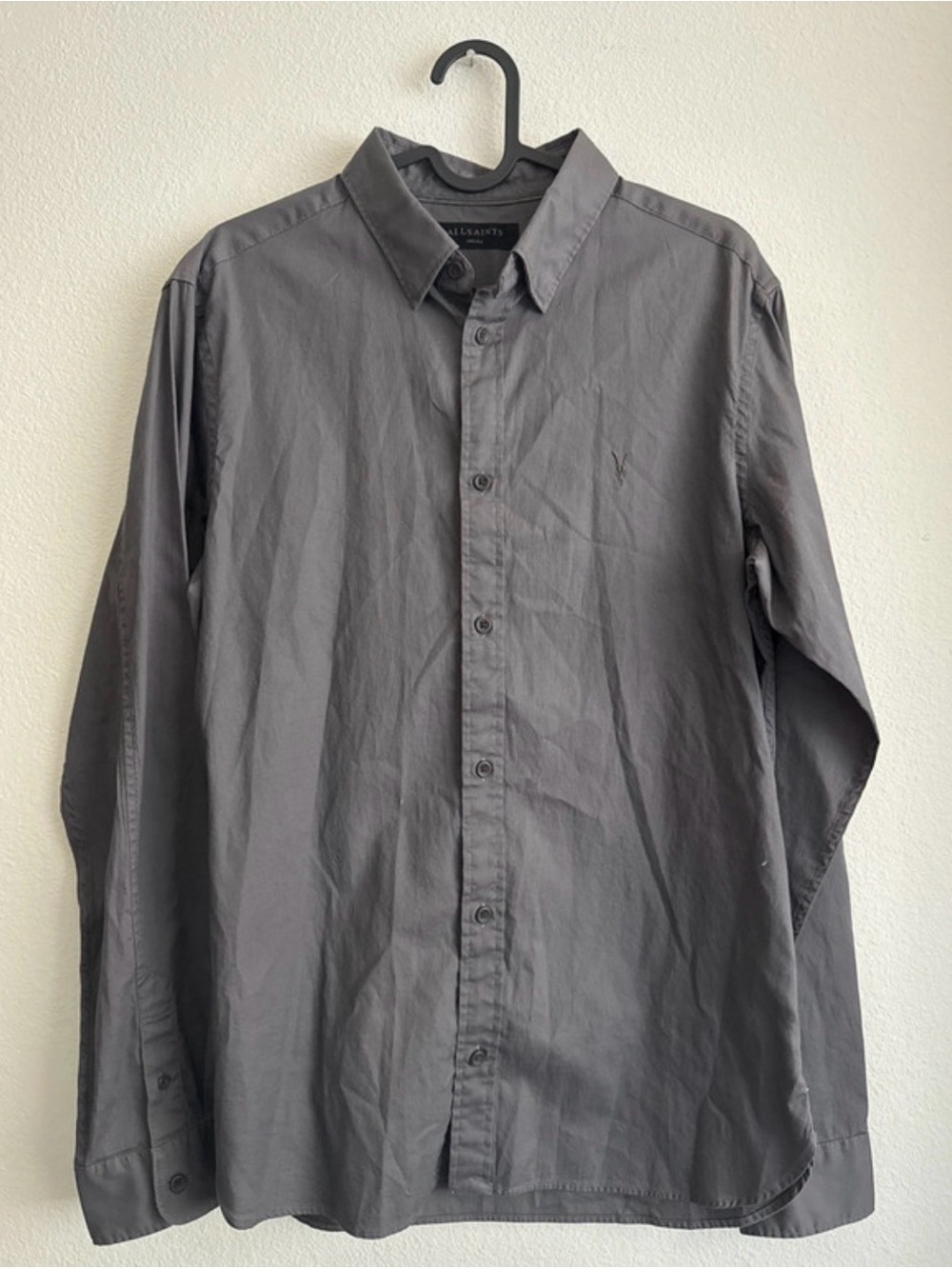 AllSaints Men's Charcoal Button-Down Shirt